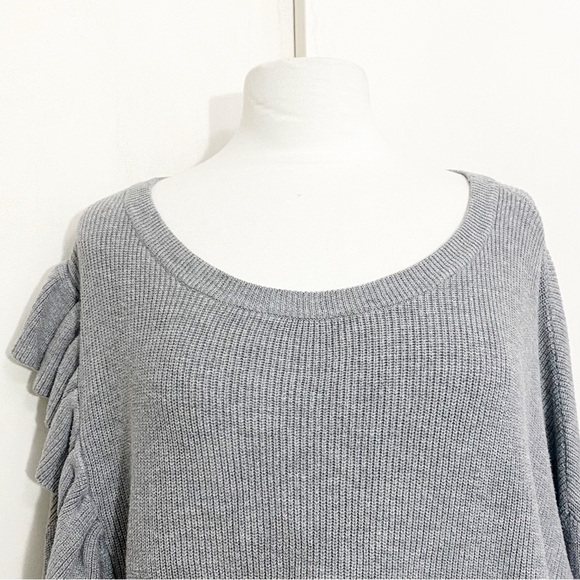 FALLS CREEK one shoulder ruffle asymmetrical rib knit wide neck sweater top 3X - Picture 2 of 8